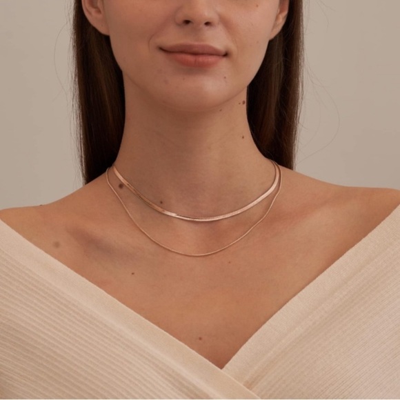 Women’s Rose Gold Necklace 14K Rose Gold plated Necklace Gold Chain for Women - Picture 3 of 6